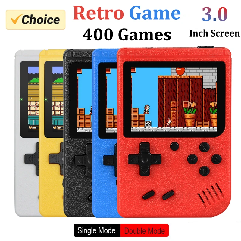 Retro Portable Mini Handheld Video Game Console 8-Bit 3.0 Inch Color LCD Kids Color Game Player Built-in 400 Games