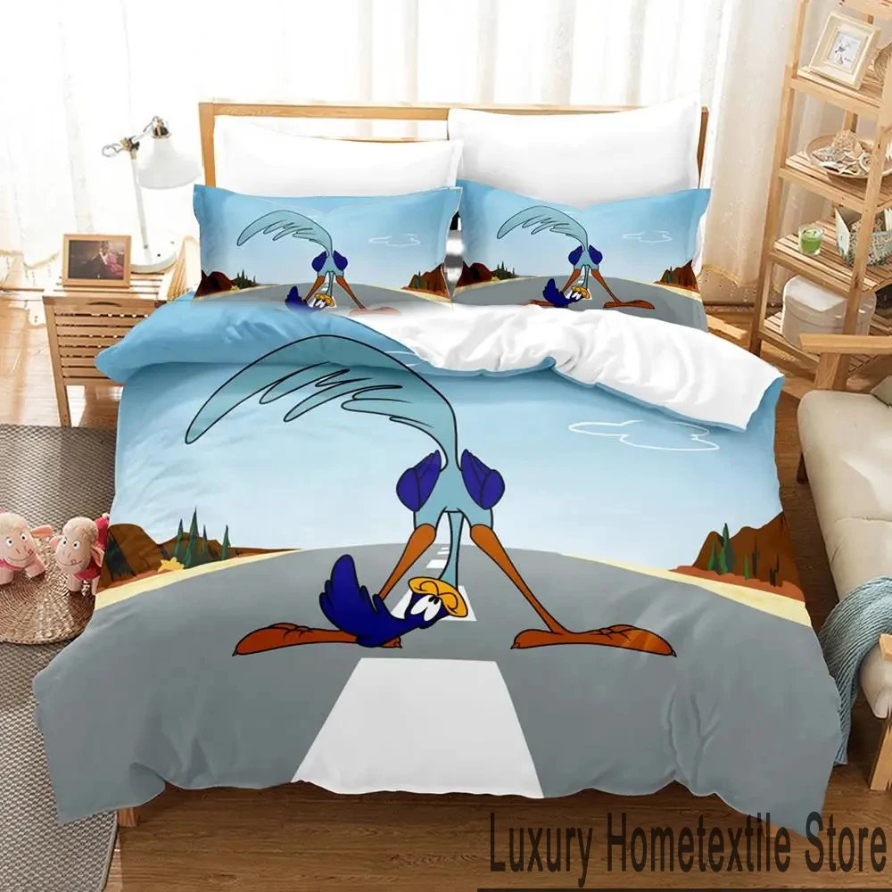 3D Print Cartoon Wile E Coyote Road Runne Bedding Set Boys Girls Twin Queen King Size Duvet Cover Pillowcase Bed boys Adult