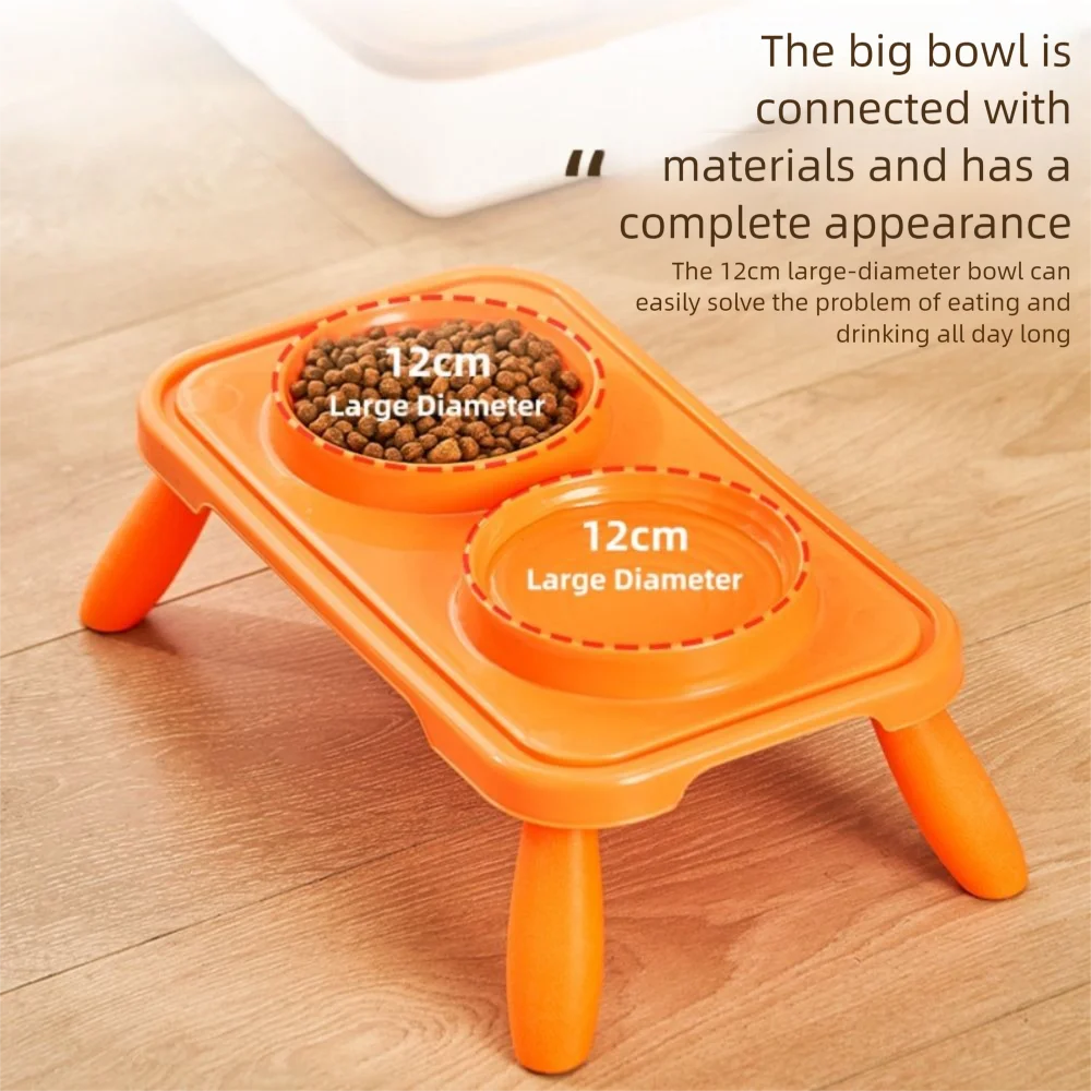 

Double Bowls Cat Food Water Bowl Non-Slip Multifunction Pet Food Container Detachable Legs Anti-flip Cat Basin