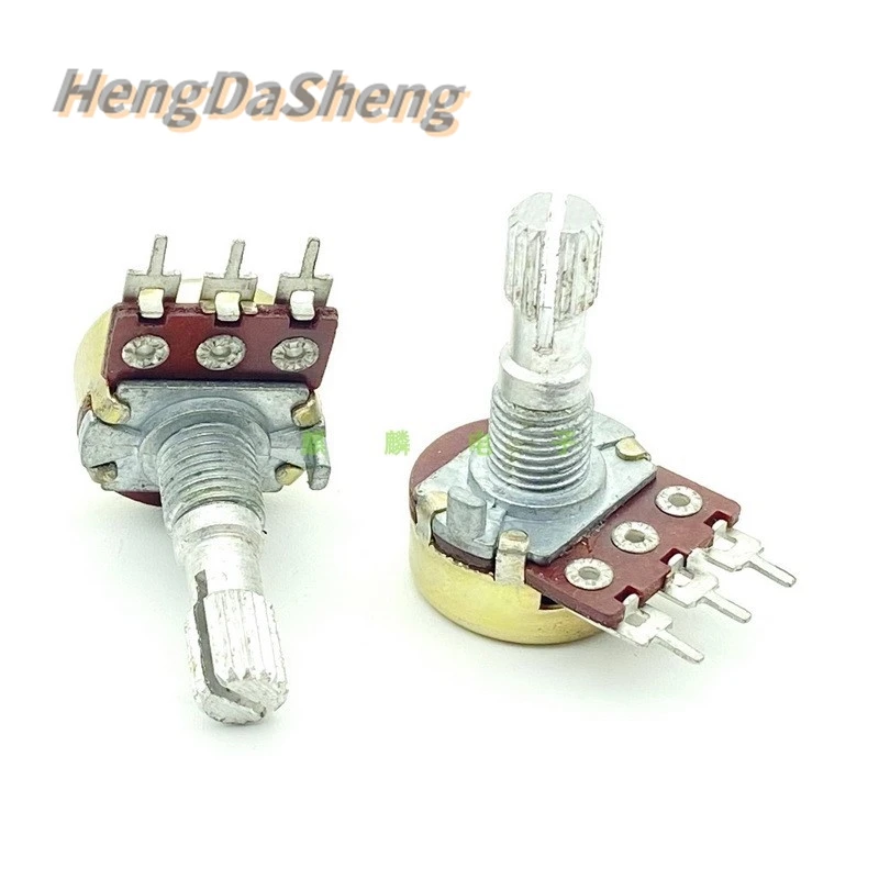 

5Pcs/Lot 16 Type A10K 3-pin Single Speaker Power Amplifier Sound Volume Potentiometer 20mm Knurled Shaft