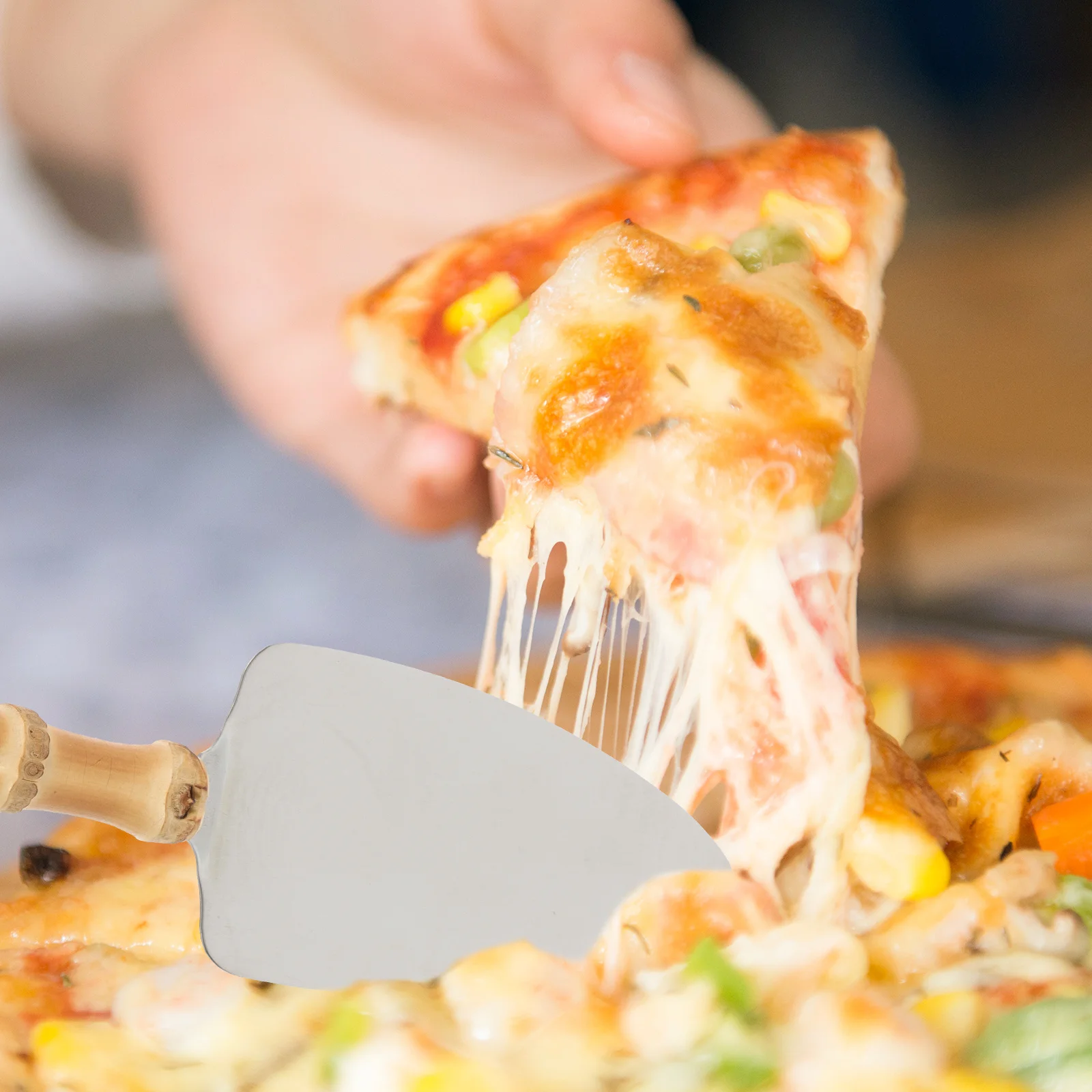 

1Pcs Cake Cutting Spatula Serrated Stainless Steel Shovel Bamboo Joint Handle Kitchen Gadget Steak Shovel Cake Transfer Tool