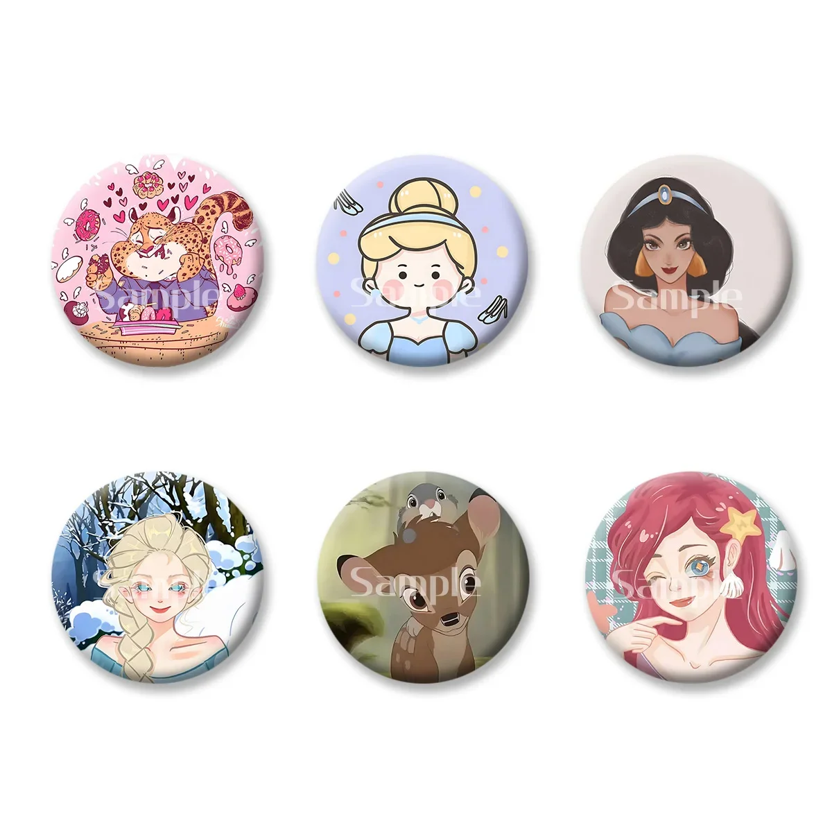 

Карты со значками принцессы Диснея, аниме, мультфильм, милый стиль, брелки для девочек, удобное зеркало для макияжа, магнит на холодильник, аксессуары ACG