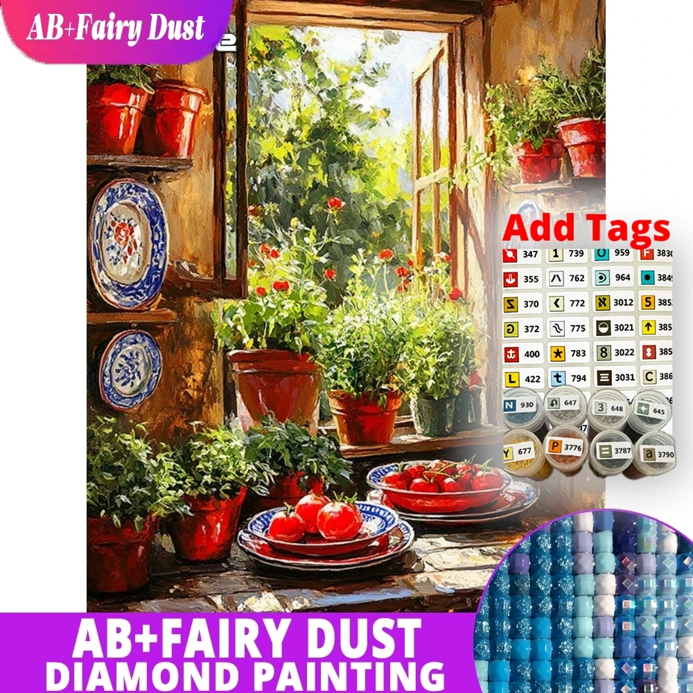 AB Fairy Dust Neuerscheinung Diamant-Mosaik Grüne Gemüsepflanzen Strass-Malerei Topfpflanze Geeignet für Anfänger Handgemachtes Hobby