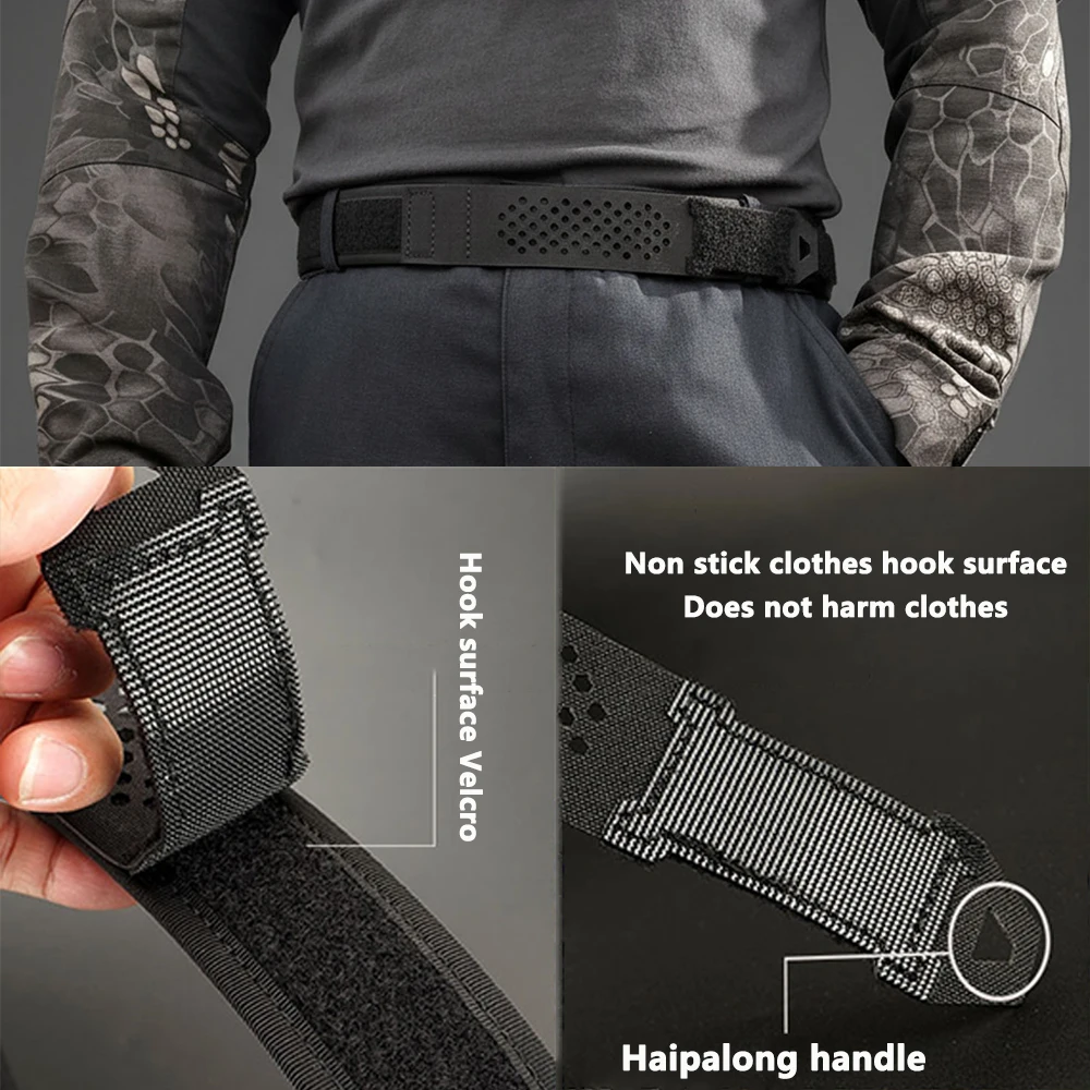 ALPTACTICS 3,8 cm taktischer Innengürtel für Herren, Premium-Nylon, 95 cm bis 135 cm, Klettverschlussgürtel, Militär-Armeegurte, kein Schnallenbund – Detail 5