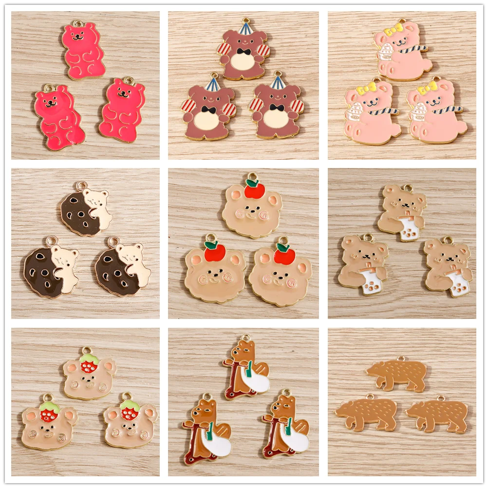 

Tusember 10pcs Charms Cute Enamel Bear Charms Pendants for Jewelry Making Earrings Necklace Handmade Accessories