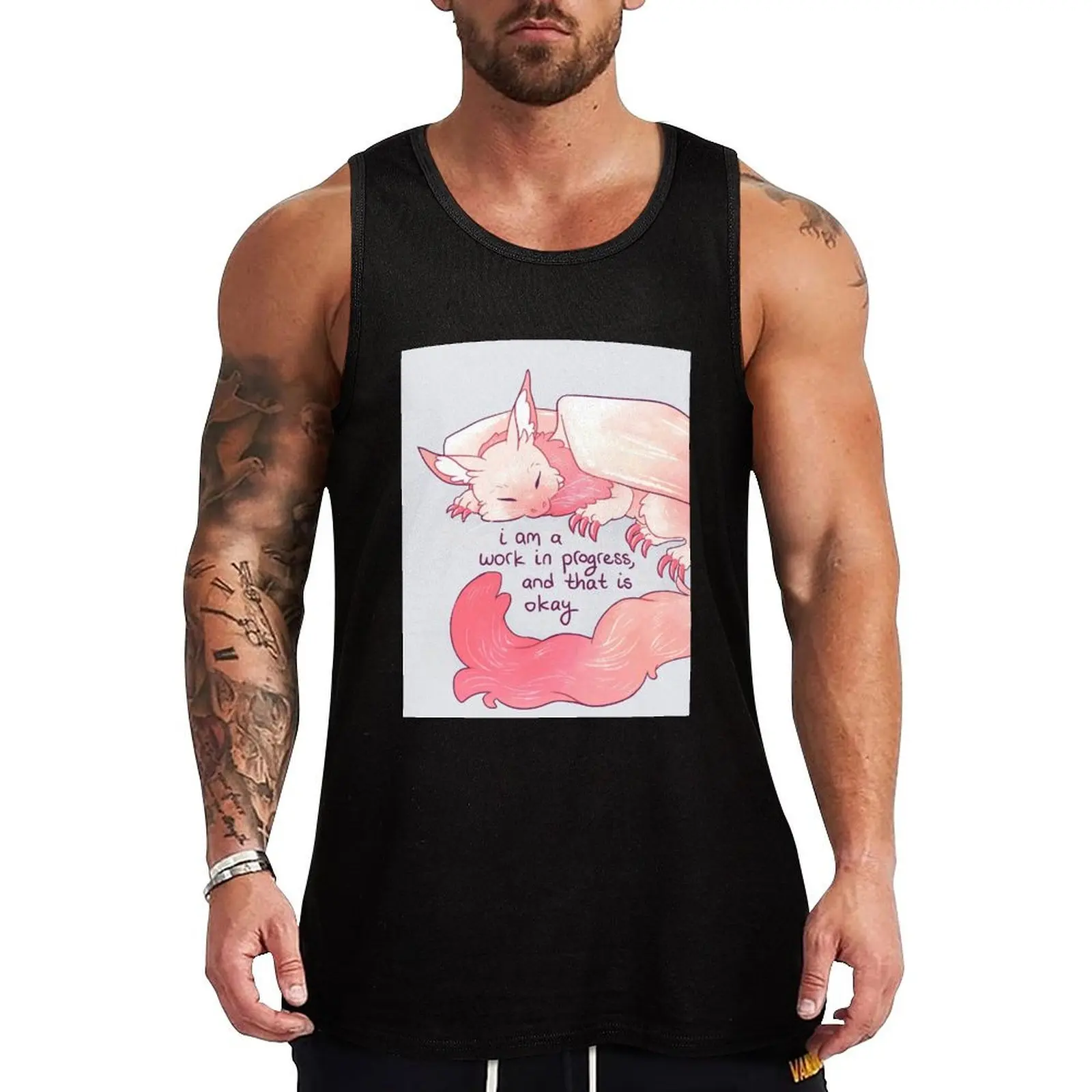 

I am a work in progress, and that is okay Snuggly Gargoyle Dragon Tank Top summer Men's tops gym shirt men Sleeveless top