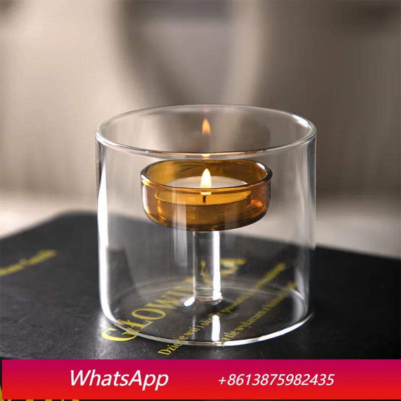 

LTT European light luxury dining table candle holder romantic candle holder ornament Nordic small romantic glass