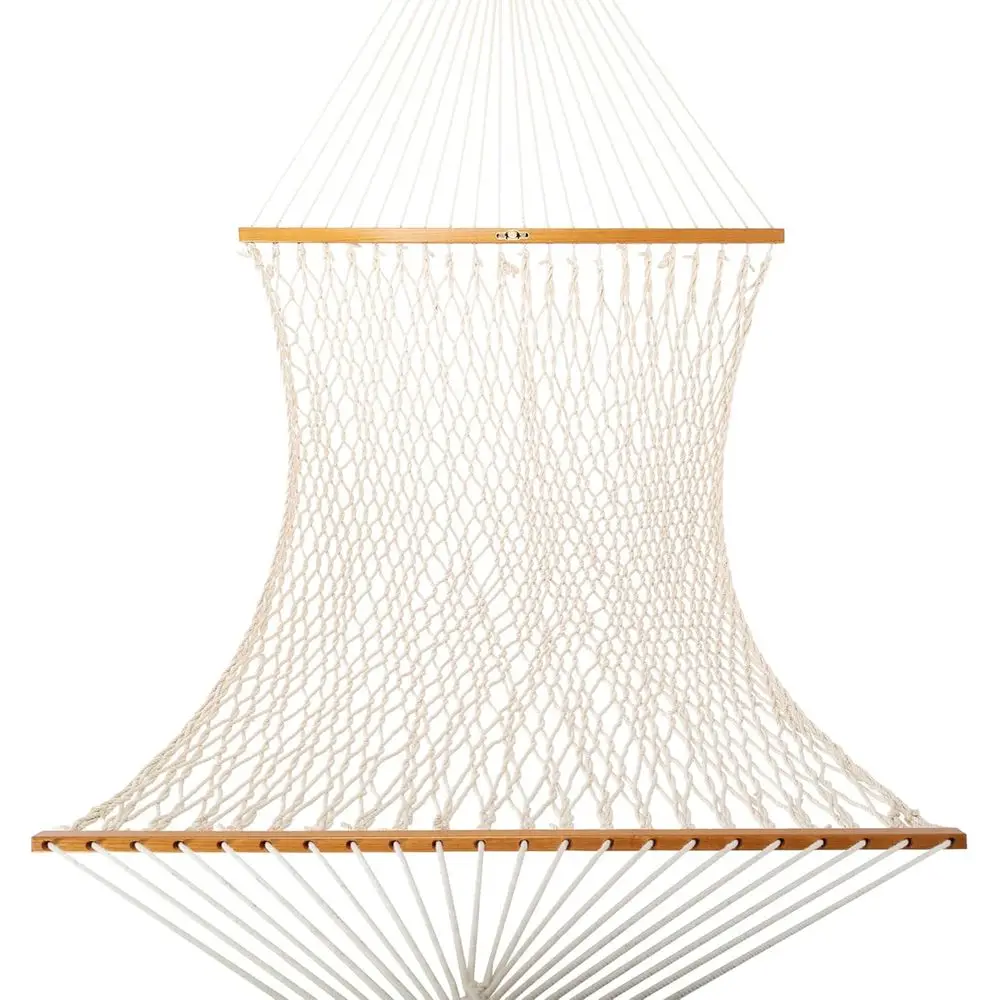 Large Oaeal DuraCord Rope Hammock – 13 t. x 55 in., 2-Person, 450 lb acity, Oak Spreader Bar, Zinc-Plated Hardware, Handcrated i