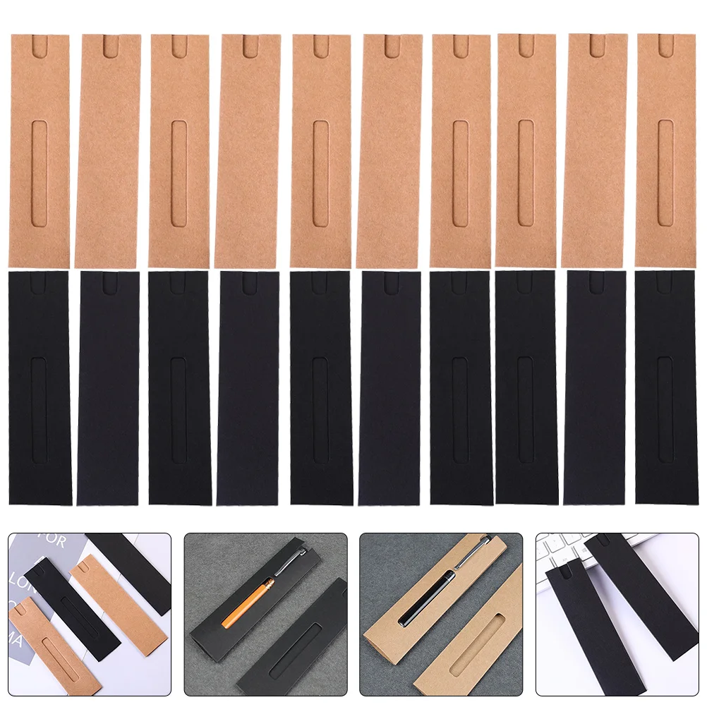 

40pcs Paper Pen Pouch Kraft Single Pen Bag Gift Packaging Sleeve Storage Tube For Pens Office Accessories Organizer