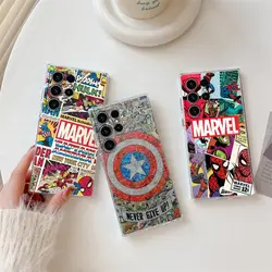 Marvel Comics Avengers Heros Phone Case For Samsung S24 S23 Ultra S22 S20 Plus S21 FE Clear Cases Cover Galaxy S24Ultra 5G Funda