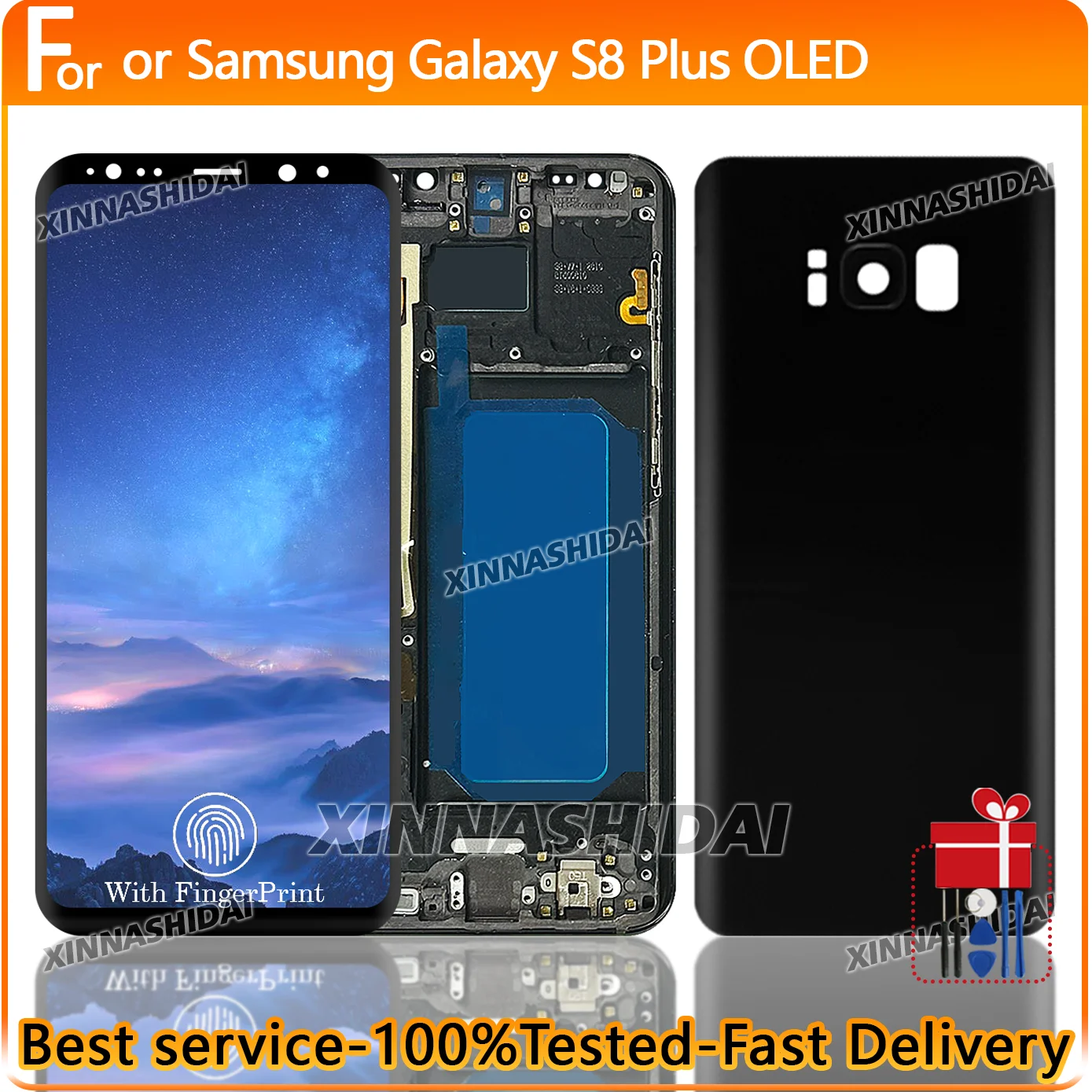 OLED Tested Screen For Samsung Galaxy S8 Plus LCD Display Digital Touch Screen Assembly With Frame Battery Cover G955W/G955A LCD