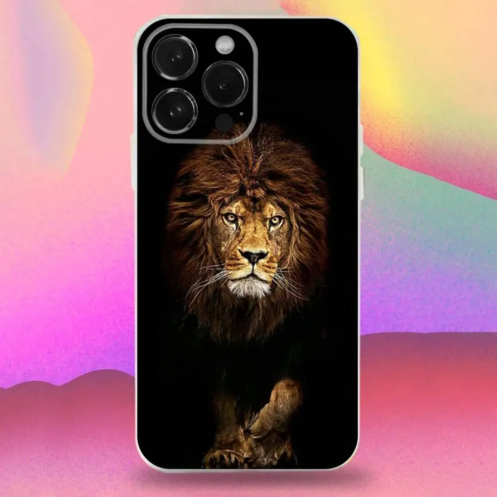 Capa de telefone Lion Alpha para iPhone 16,15,14,13,12,11 Pro,Max,Plus,X,XS,XR,SE,Mini Silicone transparente macio
