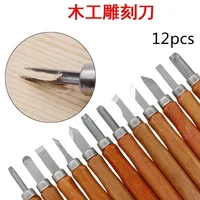 12pcs Professional Wood Carving Chisel Knife Set With Transparent Bag Woodworking Hand Tools For Basic Detailed Carving Gouges