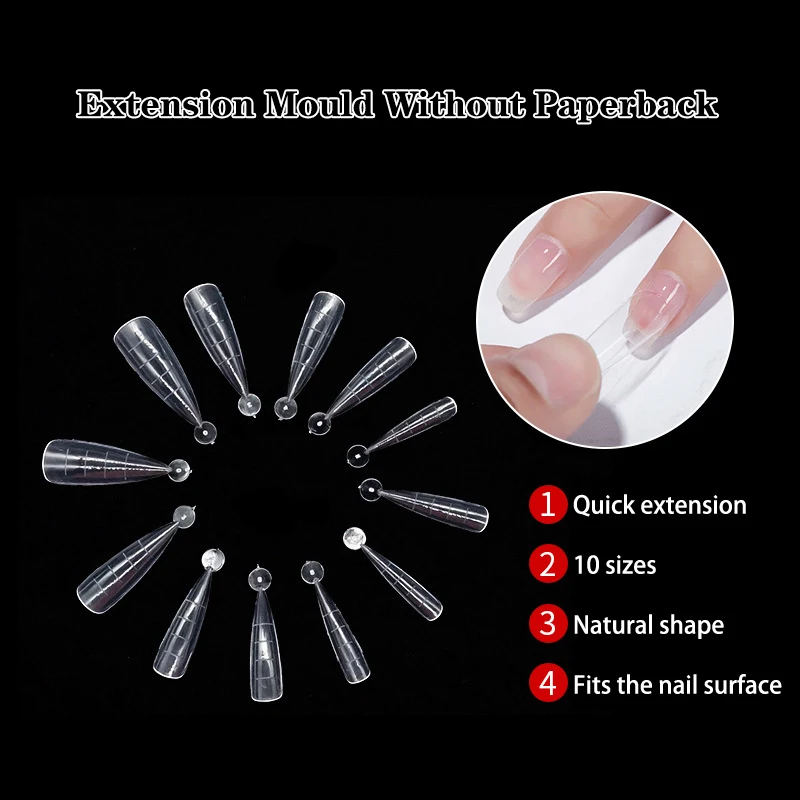 60Pcs Nail Fake Tips Mould Quick Building Mold Tips Nail Dual Forms Finger Extension Nail Art UV Building UV Gel Tools