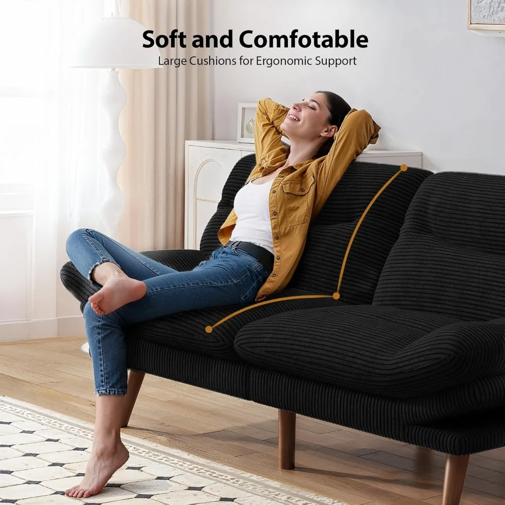 أريكة سرير فوتون قابلة للتحويل من Pipishell، أريكة فوتون قصيرة 66 مع مسند ظهر ومساند للذراعين قابلة للتعديل، أريكة نوم كرسي لـ S #3