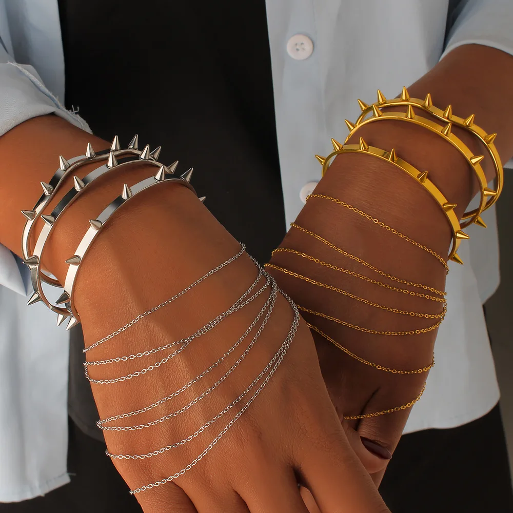 DIY accessories Guangdong decoration, foreign trade cross-border personalized opening bracelet, arm ring, titanium steel 18K gol
