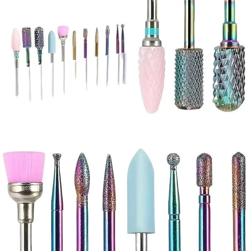 11 Pcs/box Professional Ceramic Nail Drill Bit Set Electric Manicure Nail File Bit For Acrylic Gel Nails And Cuticles