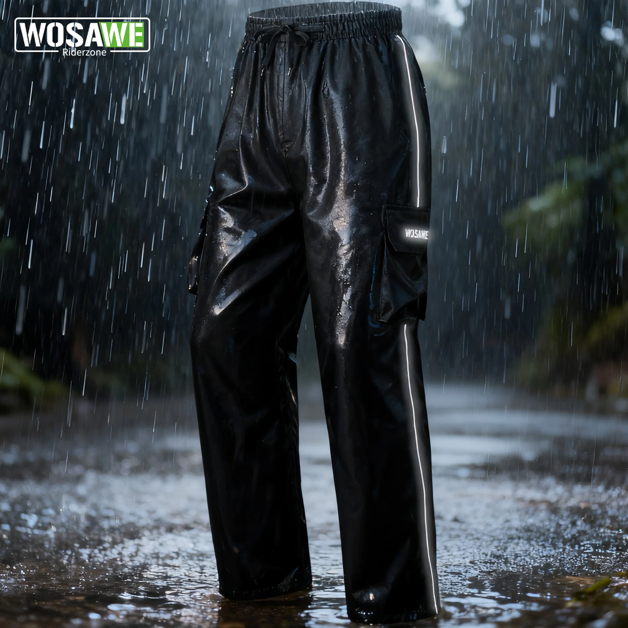 

WOSAWE Rainproof Motorcycle Pants Reflective Waterproof Breathable Fishing Pants Portable Windproof Outdoor Hiking Pants