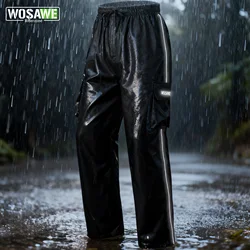 WOSAWE Rainproof Motorcycle Pants Reflective Waterproof Breathable Fishing Pants Portable Windproof Outdoor Hiking Pants
