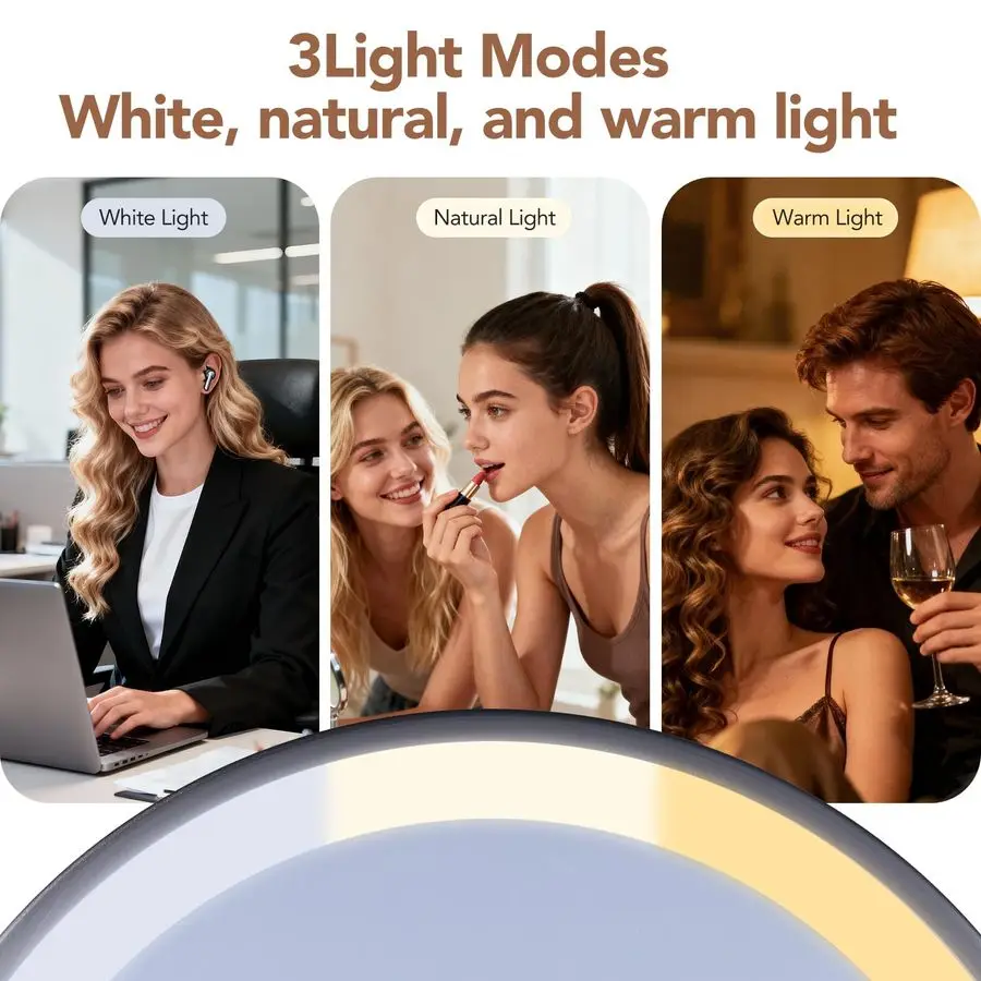 Vanity Mirror with Lights,360 Magnifying mirror with Light 10X,3 Light Settings Magnifying Mirror,Rechargeable Makeup Mirror,Dim