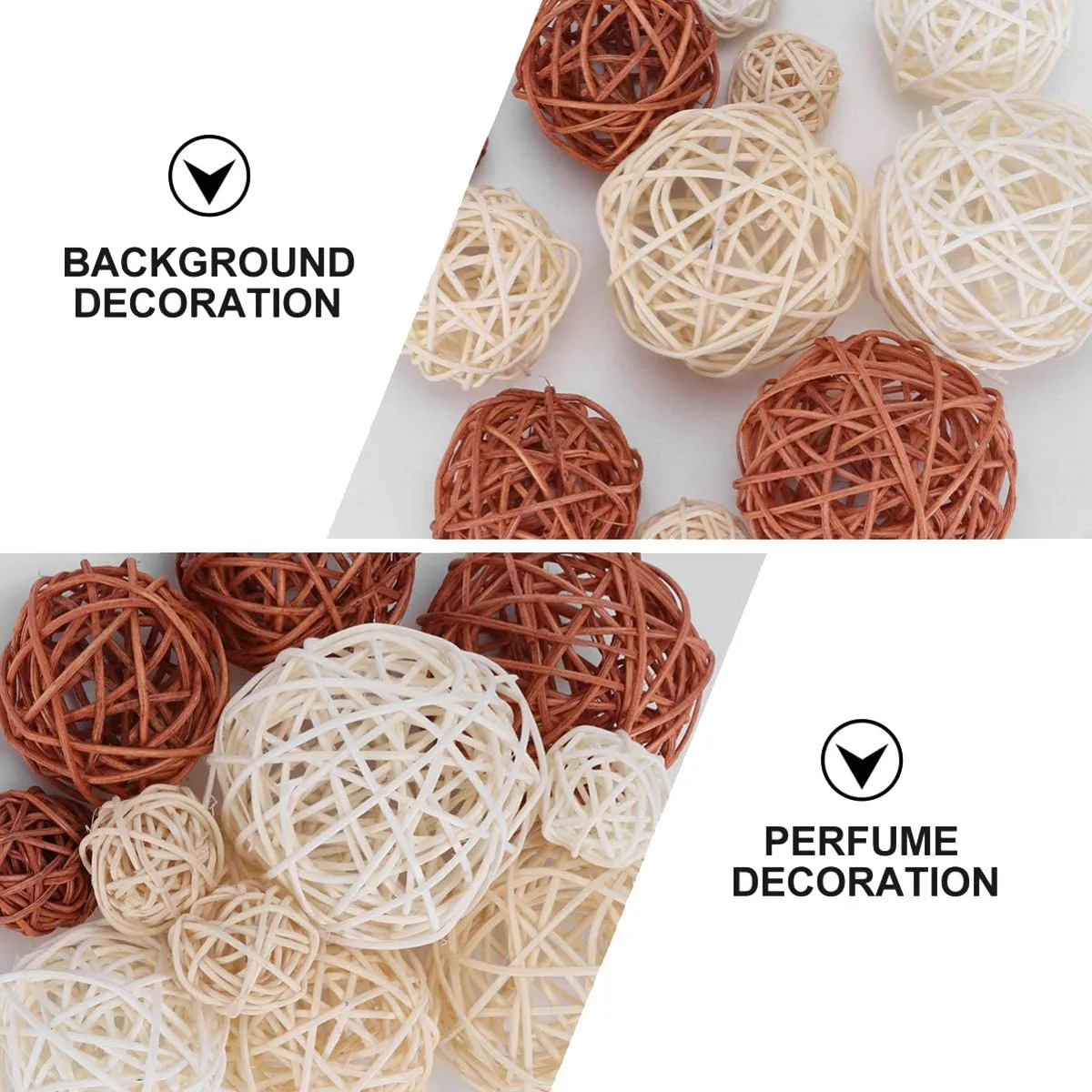AA19 12Pcs Rattan Balls Decorative Ball Orbs Vase Fillers Table Decor, For Ceiling Orb Grapevine Ball Decorations