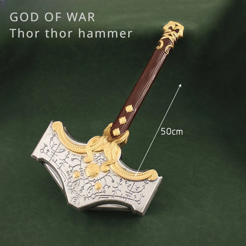 God of War Gaming Peripherals Thor Hammer PU Rubber Kratos 50CM Weapon Prop Model Toy Pendant Cosplay Martial Arts Weapons Toys