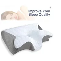 Nueva almohada de espuma viscoelástica en forma de mariposa para uso doméstico, protege las vértebras cervicales y ayudar al sueño con rebote lento
