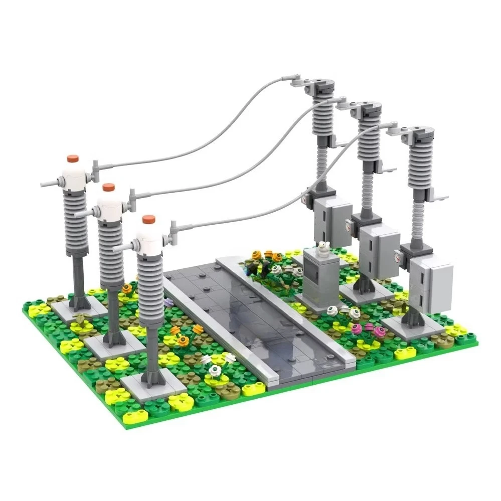 

MOC Power Grid Substation High Voltage Pole Scene Building Block DIY Creative Model Assembly Children Bricks Toys