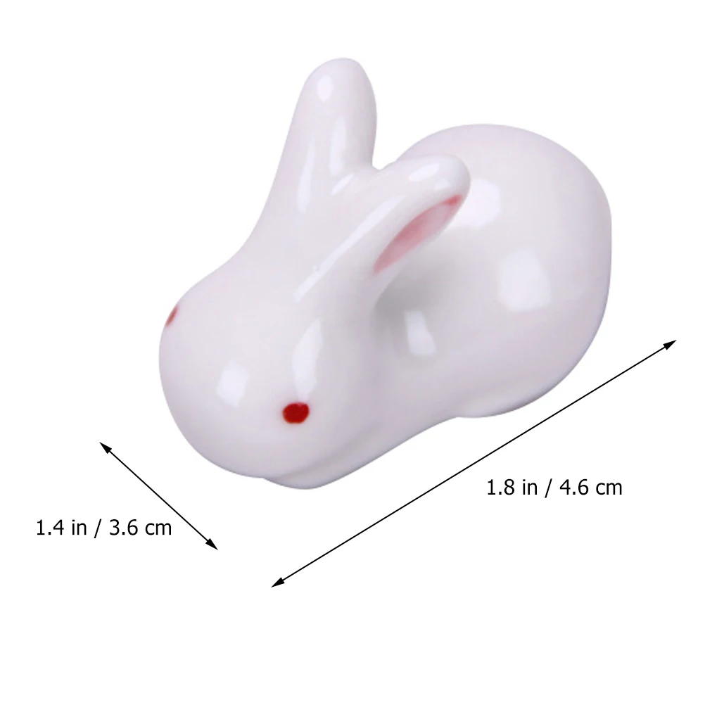 6 Pcs White Rabbit Ceramic naments Adorable Easter Gifts Chopsticks Holders Desk Decorations Tabletop Accessories Storage Racks