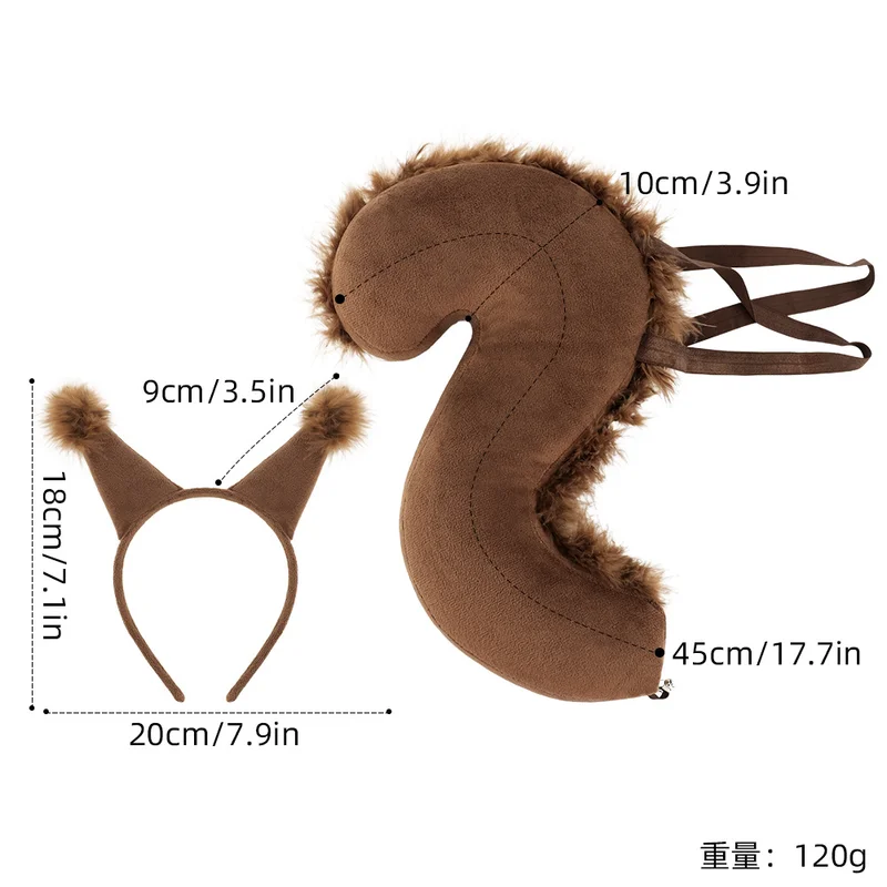 

New Halloween Squirrel Set Cute Headband Cosplay Plush Headwear Tail Makeup Ball Party DIY Decoration Festival Gifts