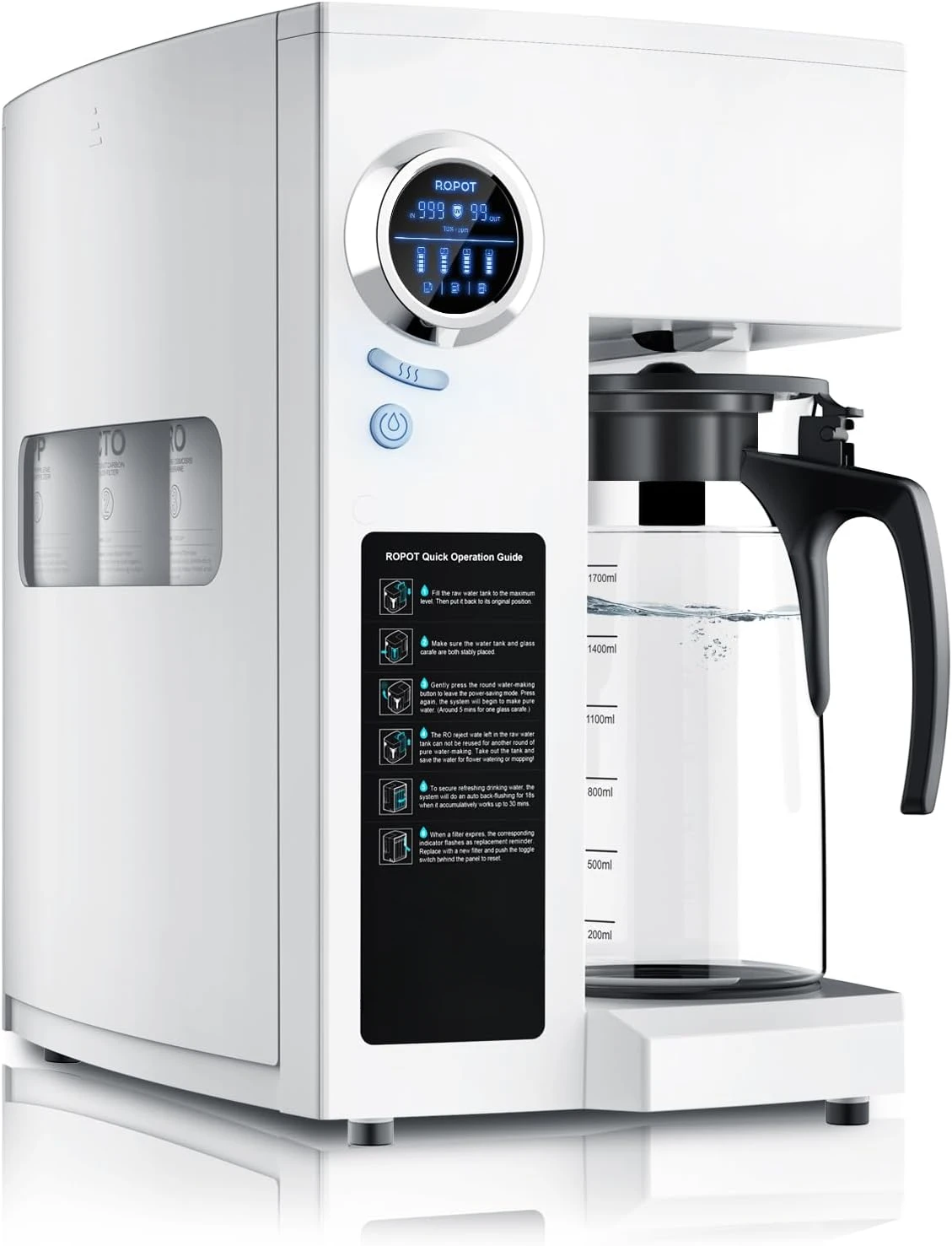 

RO100ROPOT-UV Reverse Osmosis System Countertop Water Filter - 6 Stage Purification with UV and Remineralization, Counte