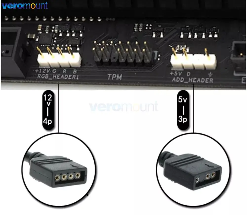 Motherboard 12V 4Pin RGB / 5V 3Pin ARGB to SM JST Female Male Conversion Adapter Cable 30cm for PC Computer LED Light Strip Line