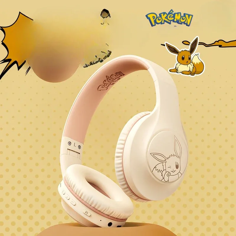 Pokémon Co-branded Eevee PM05 Head-mounted Wireless Bluetooth Headset Cute Cartoon Anime Student Gaming Headset Kawaii Gift