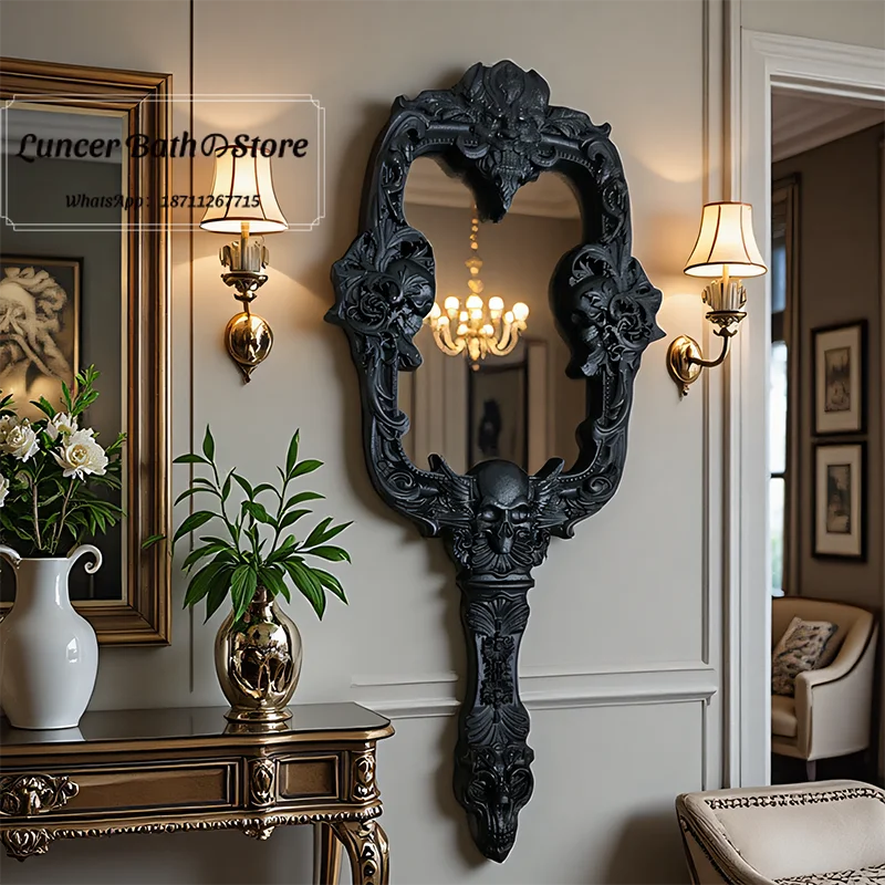 Dark Style Wall Decor Mirror for Living Room, Dining Room, Entryway Background, Wabi Sabi Vintage Hanging Makeup Mirror