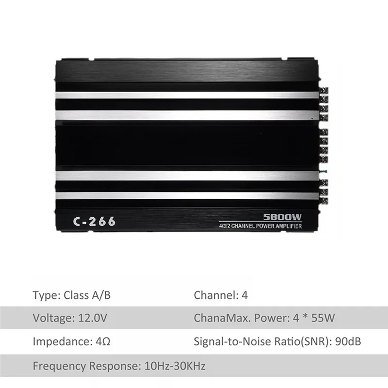

LBER 4-Channel Car Audio Amplifier 5800W High-Power Amplifier 12V Ultra-Thin Four-Way Power Amplifier Class A/B Tools