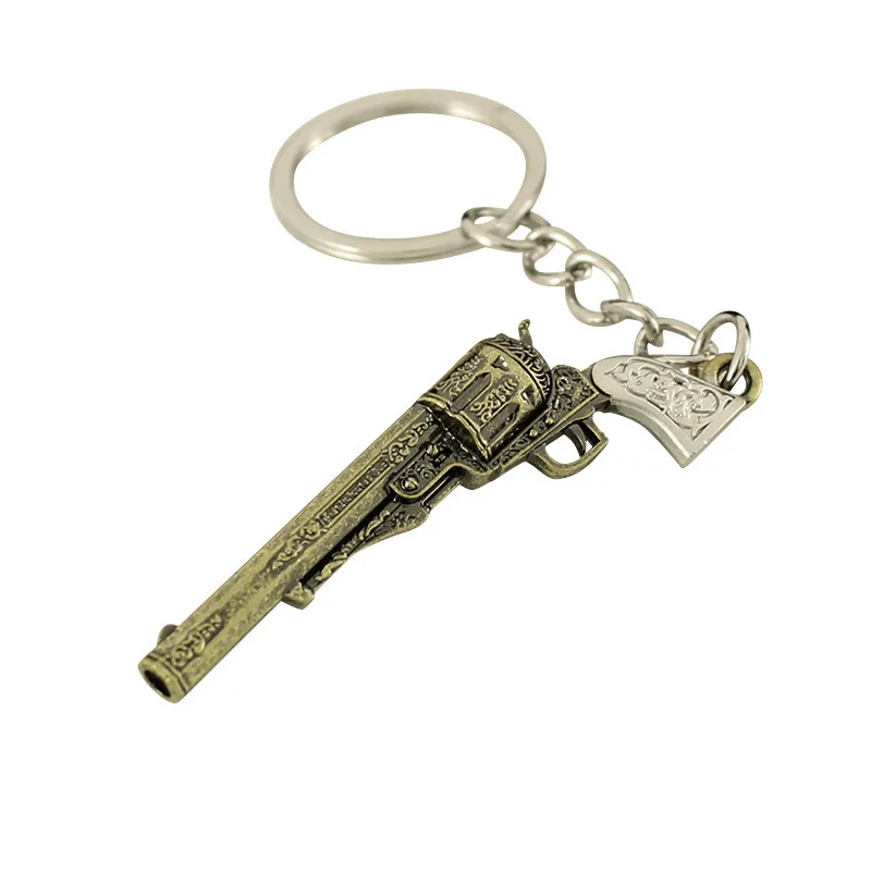 6CM Mini Gun Model Keychain M1851 Model Jewelry Weapon Metal Pendant Key Chain Bag Car Key Holders Gift For Kids Men