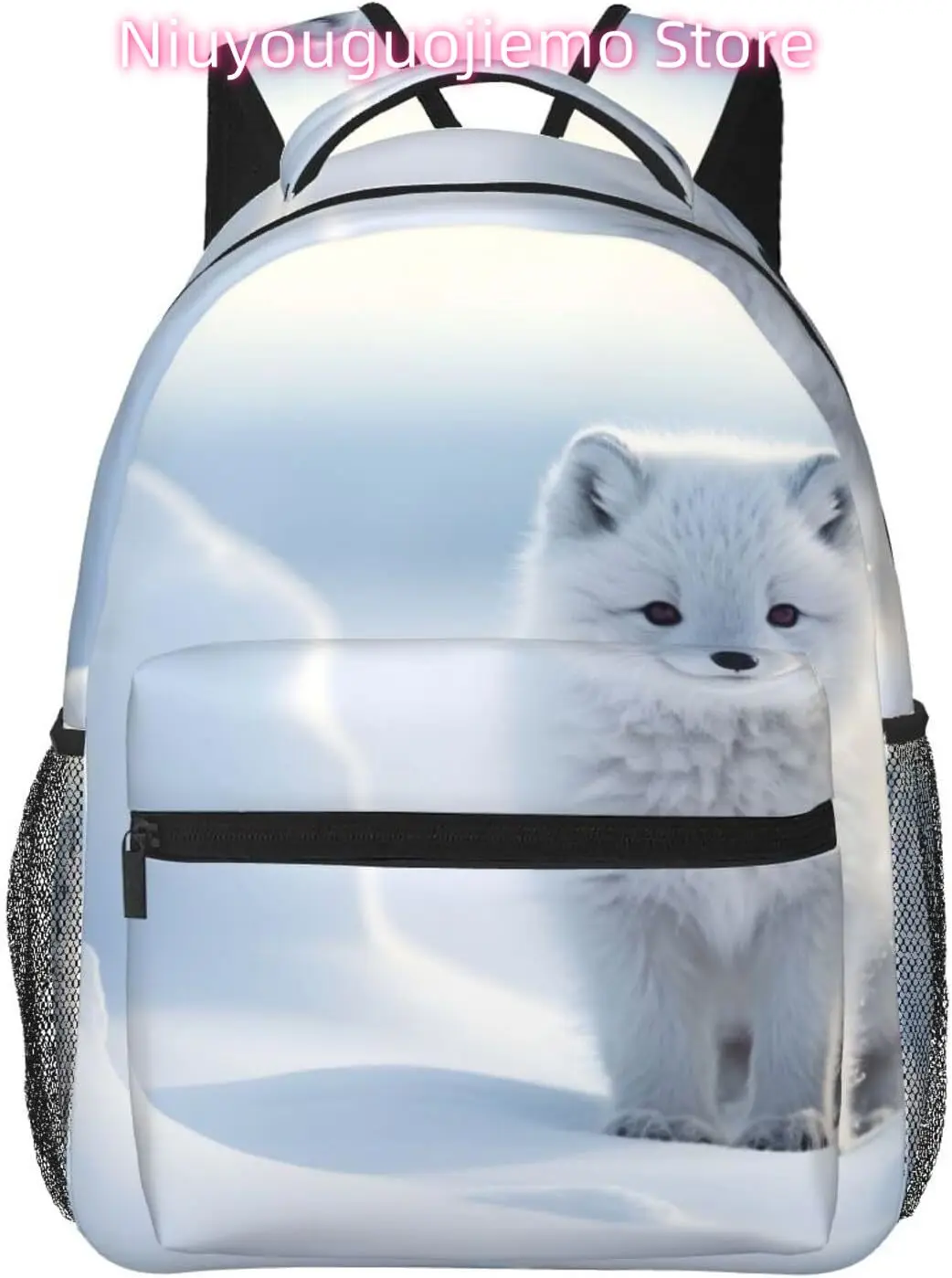

laptop bag back to school Cute White Fox Lightweight Laptop Backpack Lightweight Multipurpose Travel Casual Daypack Unisex Coll