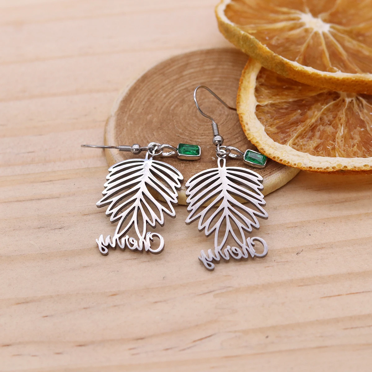 Todorova Custom Name Tropical Palm Tree Leaf Earrings Stainless Steel Bohemian Hollow Plant Drop Earrings Beach Brincos