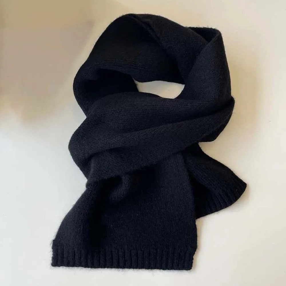 Solid Color Couple Knitting Wool Scarf Cold-proof Windproof Long Thickened Neckscarf Soft Classic Winter Warmer Scarf Couple
