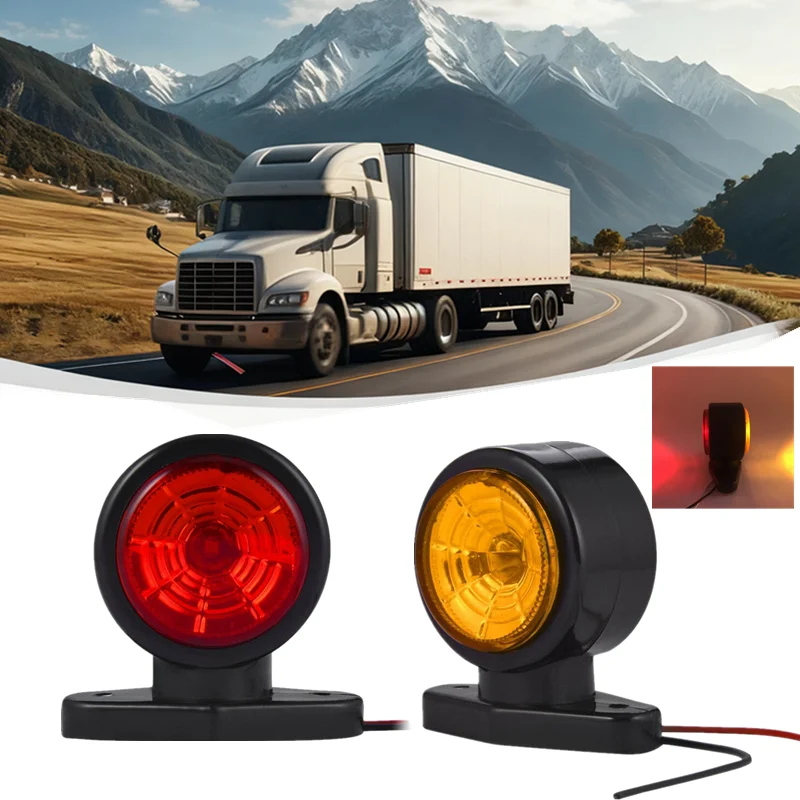 

2LED Double Face Truck Lights Amber/Red/White 2LED Van RV Clearance Light Trailer Side Marker Turn Signal Taillight Indicator