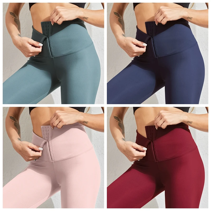 Women's Pencil Pants Double Breasted Autumn European And American High Waist Abdomen Hip Lifting Fitness Good Elastic Yoga Pants