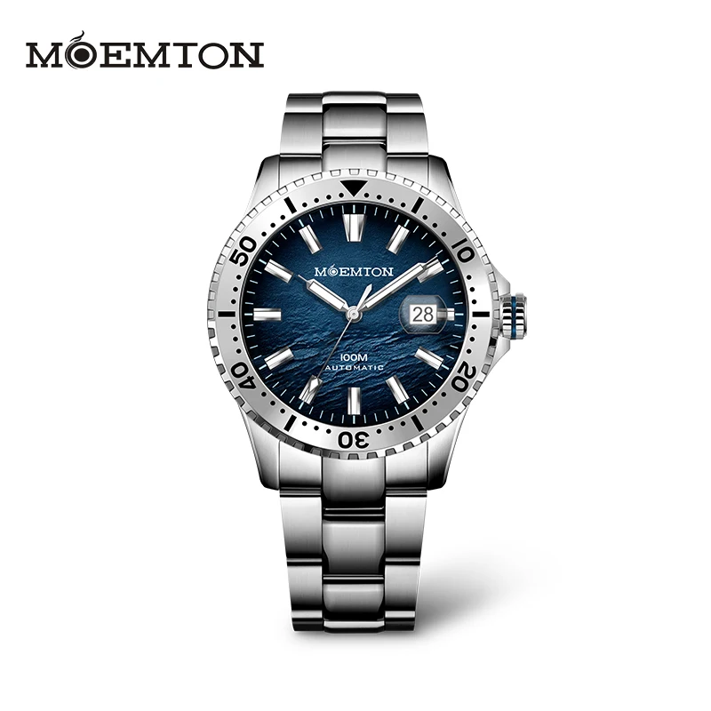 

MOEMTON Original Men's mechanical watch Sapphire glass luxury watch 10bar 100M waterproof sports diving watch Stainless steel