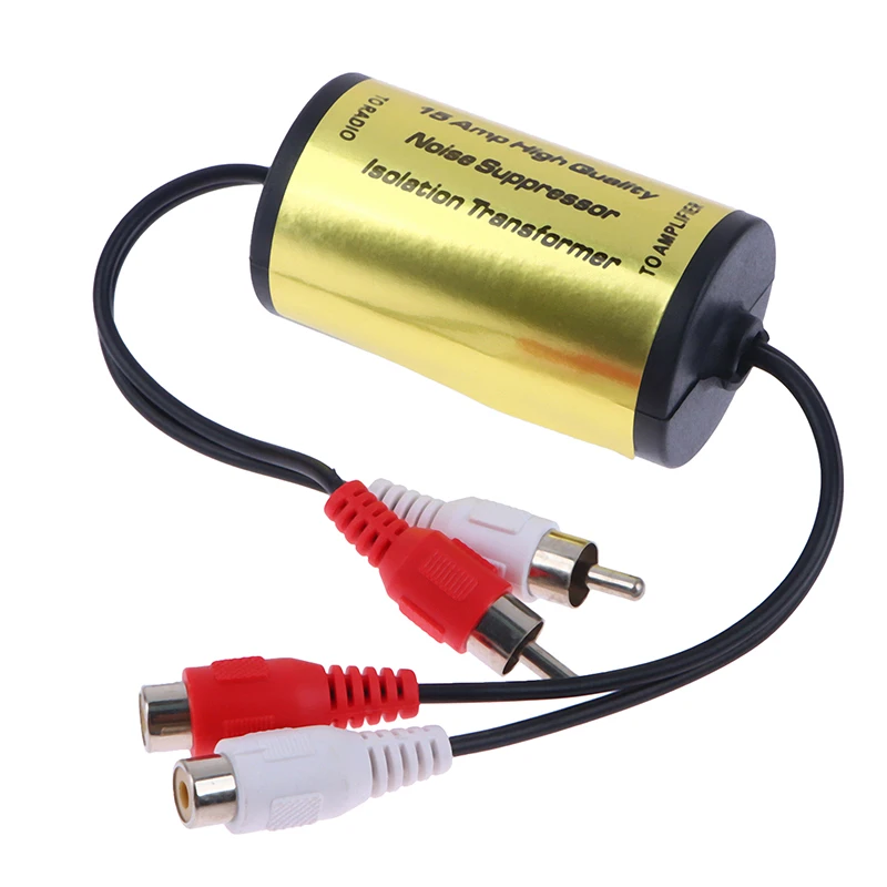 RCA Audio Noise Filter Suppressor Ground Loop Lsolator For Car And Home Stereo 2×RCA Male, 2×RCA Female