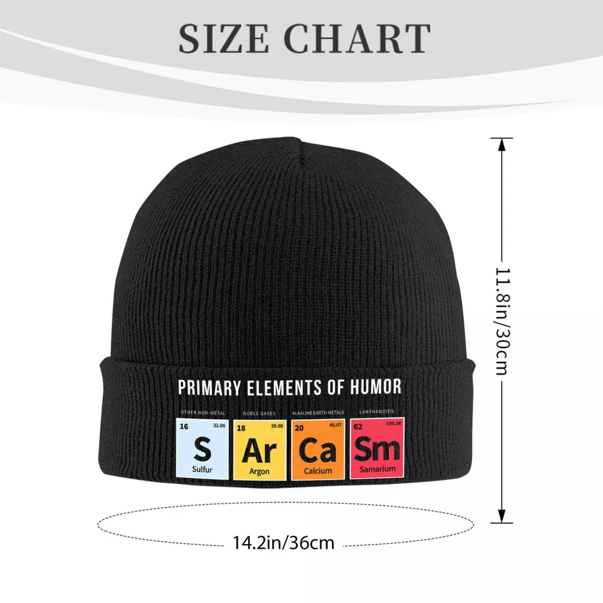 Sarcasm Elements Of Humor Periodic Table Unisex Adult Knitted Caps Winter Ski Periodic Table Warm Pullover Caps Men and women