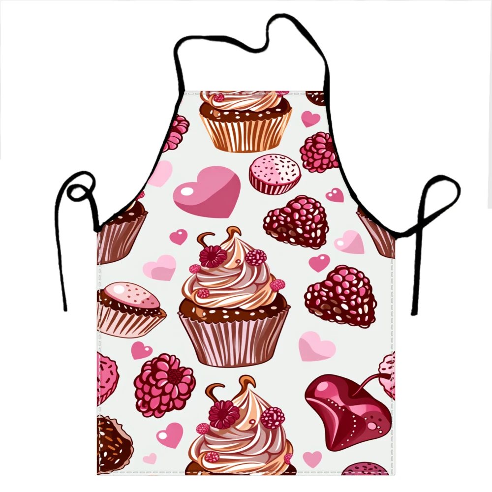 

Cute Cupcake And Berry Pattern Apron For Baking And Cooking Kitchen Apron With Heart Design For Women And Girls