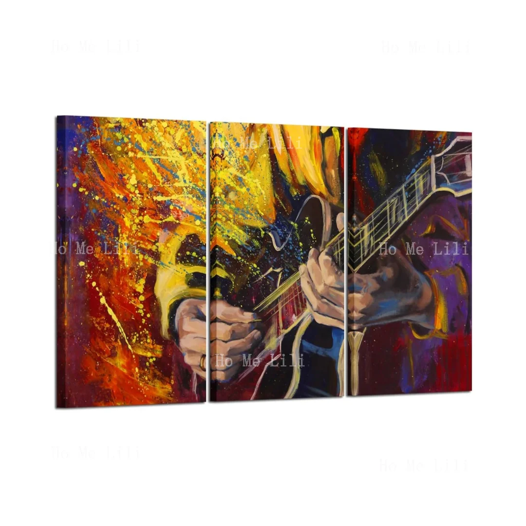 Wall Art Painting Music Picture Jazz Guitar Oil Painting Printed On Canvas For Living Room Decor 3pcs