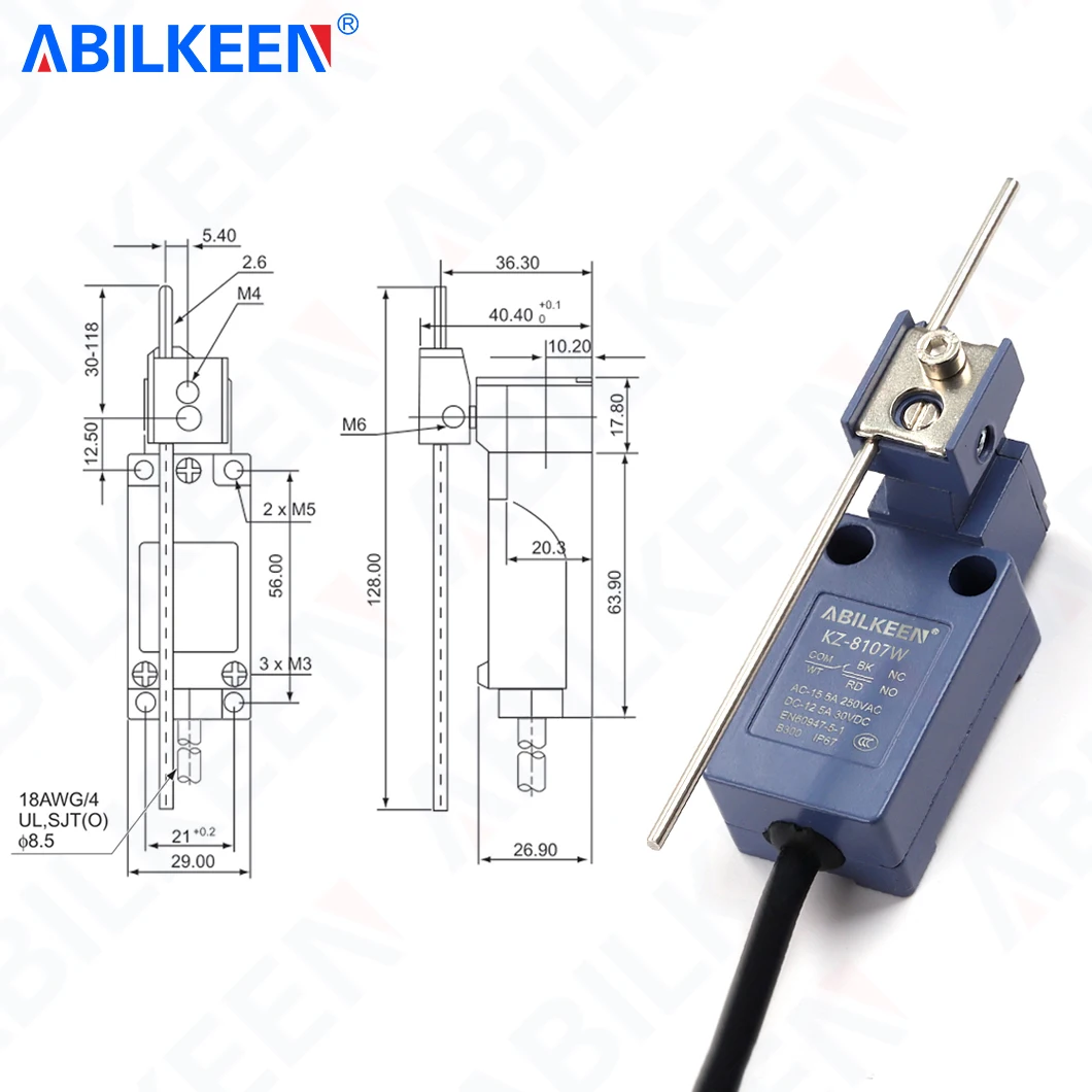 abilkeen-kz-8107w-interruptor-de-limite-de-curso-ajustavel-com-haste-oscilante-A-prova-d'Agua-ip68-interruptor-de-limite-momentaneo-2na-2nf-terminal-ac250v-10a