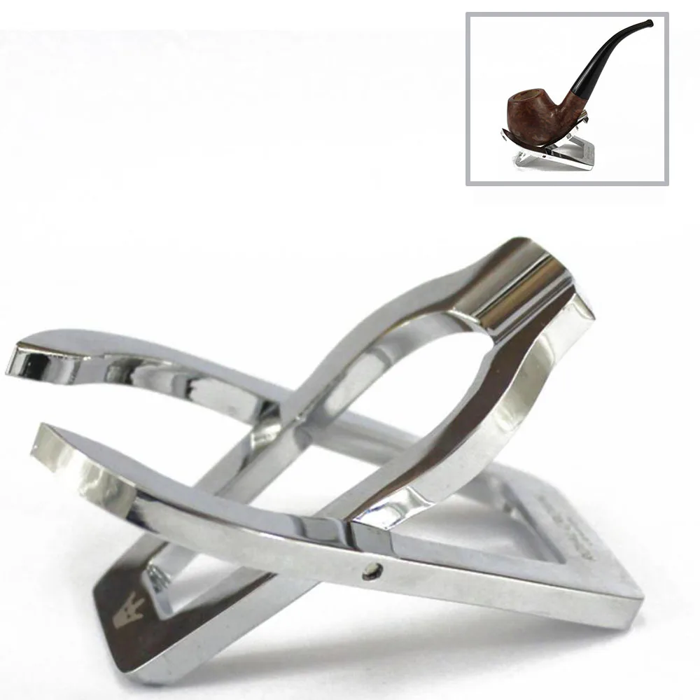 MUXIANG one-position tobacco pipe rack stainless steel pipe stand desktop decoration Father\'s gift foldable can hold pipe cigar