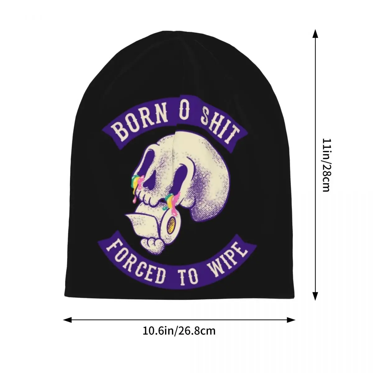 Unisex Born To Shit Forced To Wipe Meme Winter Skullies Beanie Merch Parody Skull Bonnet Knitted Hat Graphic Print Winter Hats