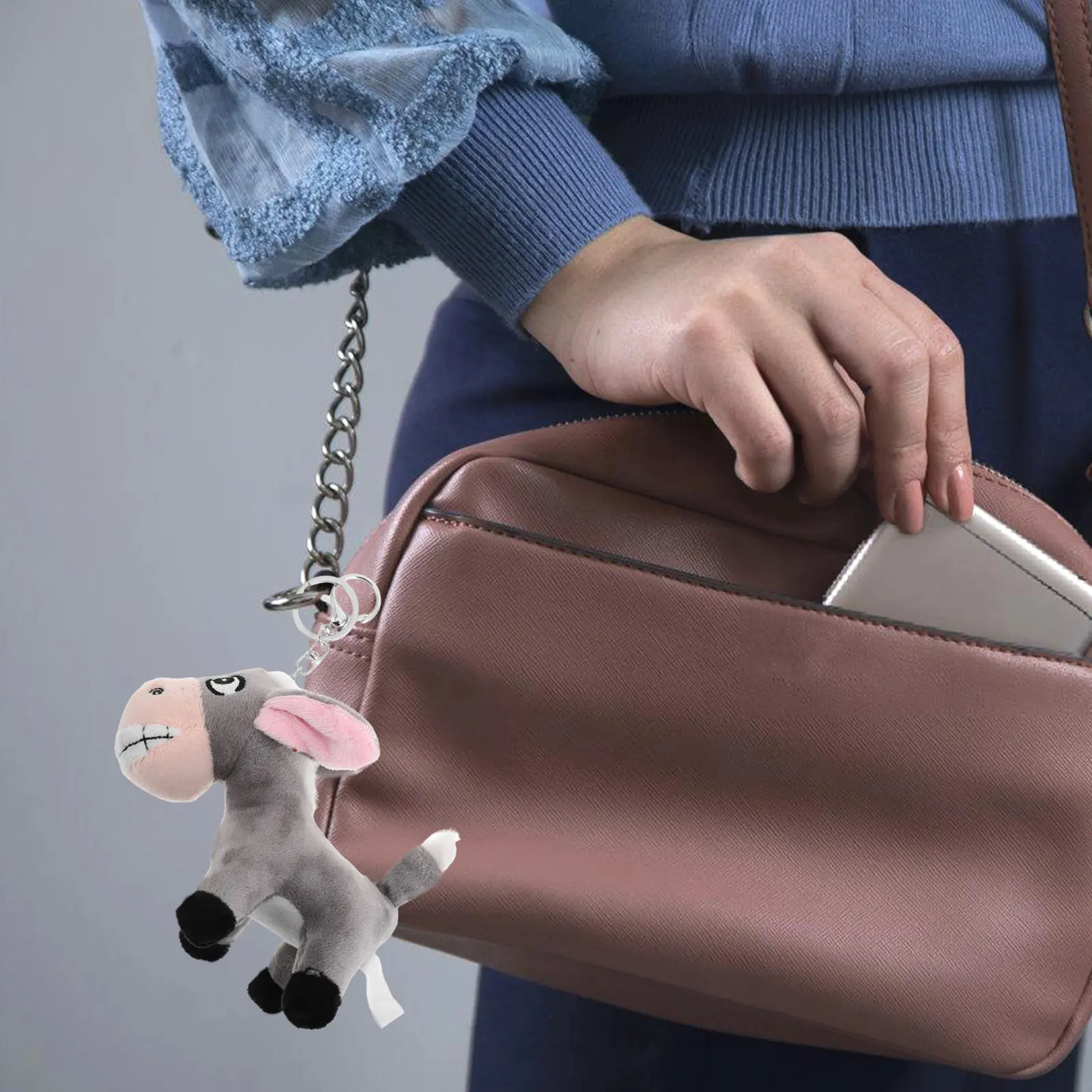

Adorable Donkey Keychain Soft Cuddly Bag Charm Backpack Accessory Portable Mini Animal Keyring for Kids Adults Party Favor